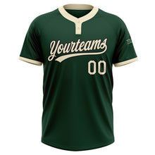 Load image into Gallery viewer, Custom Green Cream-Black Two-Button Unisex Softball Jersey
