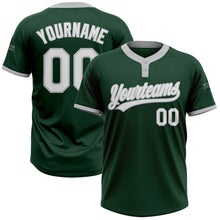 Load image into Gallery viewer, Custom Green White-Gray Two-Button Unisex Softball Jersey
