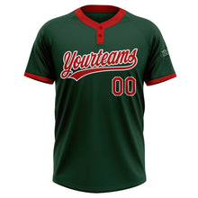 Load image into Gallery viewer, Custom Green Red-White Two-Button Unisex Softball Jersey
