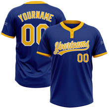 Load image into Gallery viewer, Custom Royal Gold-White Two-Button Unisex Softball Jersey
