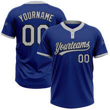 Load image into Gallery viewer, Custom Royal Gray-Black Two-Button Unisex Softball Jersey
