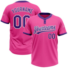 Load image into Gallery viewer, Custom Pink Purple-White Two-Button Unisex Softball Jersey
