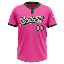 Load image into Gallery viewer, Custom Pink Green-White Two-Button Unisex Softball Jersey
