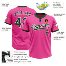 Load image into Gallery viewer, Custom Pink Green-White Two-Button Unisex Softball Jersey
