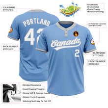 Load image into Gallery viewer, Custom Light Blue White-Gray Two-Button Unisex Softball Jersey
