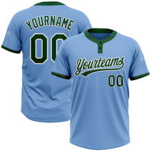 Load image into Gallery viewer, Custom Light Blue Green-White Two-Button Unisex Softball Jersey
