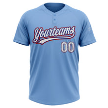 Load image into Gallery viewer, Custom Light Blue White Royal-Red Two-Button Unisex Softball Jersey
