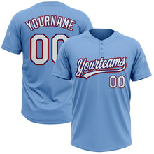 Load image into Gallery viewer, Custom Light Blue White Royal-Red Two-Button Unisex Softball Jersey
