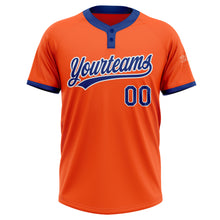 Load image into Gallery viewer, Custom Orange Royal-White Two-Button Unisex Softball Jersey
