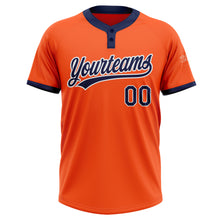 Load image into Gallery viewer, Custom Orange Navy-White Two-Button Unisex Softball Jersey
