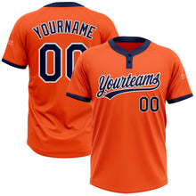 Load image into Gallery viewer, Custom Orange Navy-White Two-Button Unisex Softball Jersey

