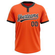 Load image into Gallery viewer, Custom Orange Black-White Two-Button Unisex Softball Jersey
