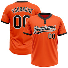 Load image into Gallery viewer, Custom Orange Black-White Two-Button Unisex Softball Jersey
