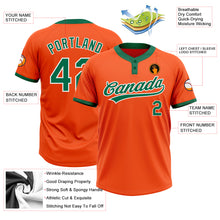 Load image into Gallery viewer, Custom Orange Kelly Green-White Two-Button Unisex Softball Jersey
