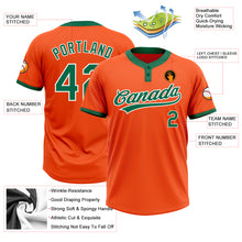 Load image into Gallery viewer, Custom Orange Kelly Green-White Two-Button Unisex Softball Jersey
