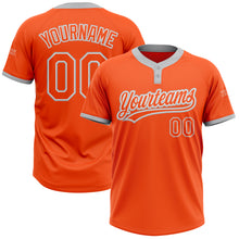 Load image into Gallery viewer, Custom Orange Orange-Gray Two-Button Unisex Softball Jersey
