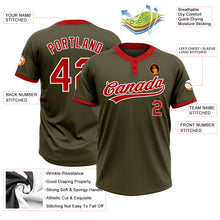 Load image into Gallery viewer, Custom Olive Red-White Salute To Service Two-Button Unisex Softball Jersey
