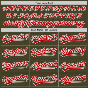 Custom Olive Red-White Salute To Service Two-Button Unisex Softball Jersey