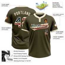Load image into Gallery viewer, Custom Olive Vintage USA Flag-Cream Salute To Service Two-Button Unisex Softball Jersey
