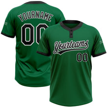 Load image into Gallery viewer, Custom Kelly Green Black-White Two-Button Unisex Softball Jersey
