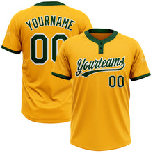 Load image into Gallery viewer, Custom Gold Green-White Two-Button Unisex Softball Jersey
