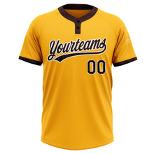 Load image into Gallery viewer, Custom Gold Brown-White Two-Button Unisex Softball Jersey
