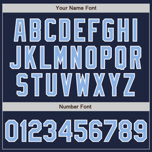 Load image into Gallery viewer, Custom Navy Light Blue-White Two-Button Unisex Softball Jersey
