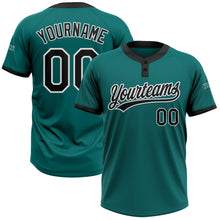 Load image into Gallery viewer, Custom Teal Black-White Two-Button Unisex Softball Jersey
