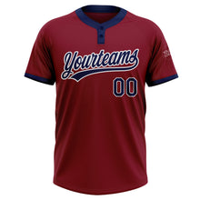 Load image into Gallery viewer, Custom Crimson Navy-White Two-Button Unisex Softball Jersey
