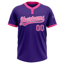 Load image into Gallery viewer, Custom Purple Pink-White Two-Button Unisex Softball Jersey
