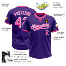 Load image into Gallery viewer, Custom Purple Pink-White Two-Button Unisex Softball Jersey

