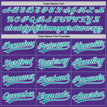 Load image into Gallery viewer, Custom Purple Teal-White Two-Button Unisex Softball Jersey
