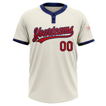 Load image into Gallery viewer, Custom Cream Red-Navy Two-Button Unisex Softball Jersey
