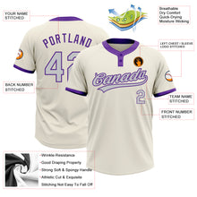 Load image into Gallery viewer, Custom Cream Gray-Purple Two-Button Unisex Softball Jersey

