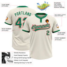 Load image into Gallery viewer, Custom Cream Kelly Green-Red Two-Button Unisex Softball Jersey
