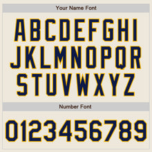 Load image into Gallery viewer, Custom Cream Navy-Gold Two-Button Unisex Softball Jersey
