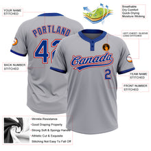 Load image into Gallery viewer, Custom Gray Royal-Red Two-Button Unisex Softball Jersey
