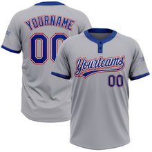 Load image into Gallery viewer, Custom Gray Royal-Red Two-Button Unisex Softball Jersey
