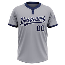 Load image into Gallery viewer, Custom Gray Navy-White Two-Button Unisex Softball Jersey
