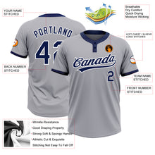 Load image into Gallery viewer, Custom Gray Navy-White Two-Button Unisex Softball Jersey
