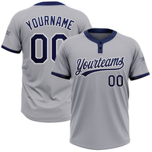 Load image into Gallery viewer, Custom Gray Navy-White Two-Button Unisex Softball Jersey
