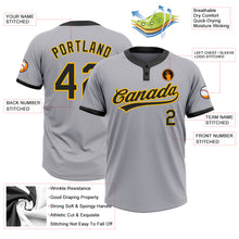 Load image into Gallery viewer, Custom Gray Black-Gold Two-Button Unisex Softball Jersey

