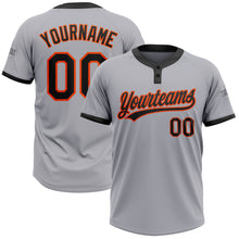 Load image into Gallery viewer, Custom Gray Black-Orange Two-Button Unisex Softball Jersey

