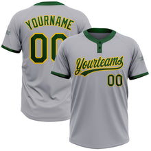 Load image into Gallery viewer, Custom Gray Green-Gold Two-Button Unisex Softball Jersey

