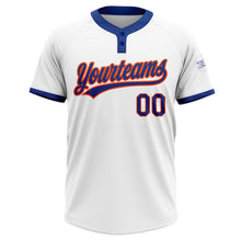 Load image into Gallery viewer, Custom White Royal-Orange Two-Button Unisex Softball Jersey
