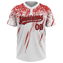 Load image into Gallery viewer, Custom White Red-Black 3D Pattern Two-Button Unisex Softball Jersey
