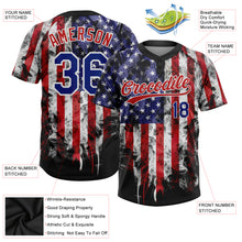 Load image into Gallery viewer, Custom White Royal-Red 3D American Flag Fashion Two-Button Unisex Softball Jersey
