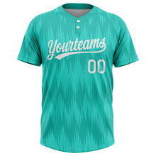 Load image into Gallery viewer, Custom Aqua White 3D Pattern Two-Button Unisex Softball Jersey

