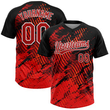 Load image into Gallery viewer, Custom Black Red-White 3D Pattern Two-Button Unisex Softball Jersey
