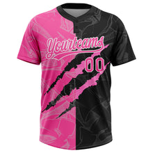 Load image into Gallery viewer, Custom Graffiti Pattern Pink-Black 3D Two-Button Unisex Softball Jersey
